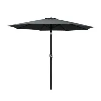 Instahut 2.7m Black Outdoor Umbrella - UV50+ Water-Resistant Polyester Canopy, Steel Frame, Tilt Feature, No Base