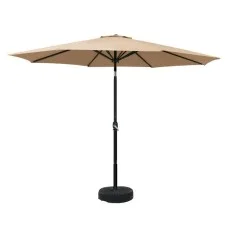 Instahut 3m Beige Outdoor Umbrella with Base - UV50+ Water Resistant, Steel Frame, Tilt Feature, Patio & Beach Ready