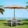 Instahut 3m Beige Outdoor Umbrella with Base - UV50+ Water Resistant, Steel Frame, Tilt Feature, Patio & Beach Ready