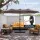 Instahut Outdoor Umbrella 4.57m Solar 48 LED Double-Sided Patio Parasol Brown for Outdoor Dining