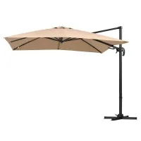 Instahut 3m Cantilever Outdoor Umbrella with Tilting Canopy Beige
