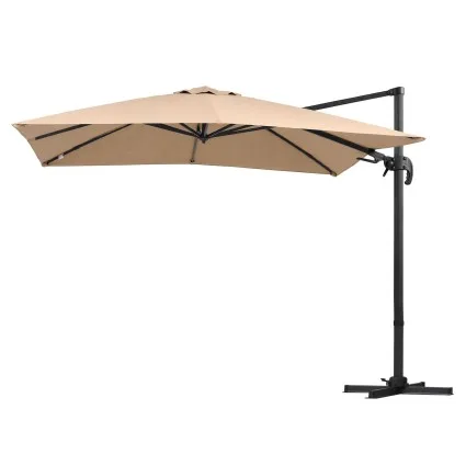 Instahut 3m Cantilever Outdoor Umbrella with Tilting Canopy Beige