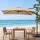 Instahut 3m Cantilever Outdoor Umbrella with Tilting Canopy Beige