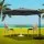 Instahut 3m Cantilever Outdoor Umbrella w/Base, Charcoal, UV50+ Polyester, 360° Tilt, Water-Resistant, Steel Frame
