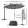 Instahut 3m Grey Cantilever Outdoor Umbrella w/Base - UV50+ Polyester, 360° Tilt, Aluminium Frame, Water-Resistant