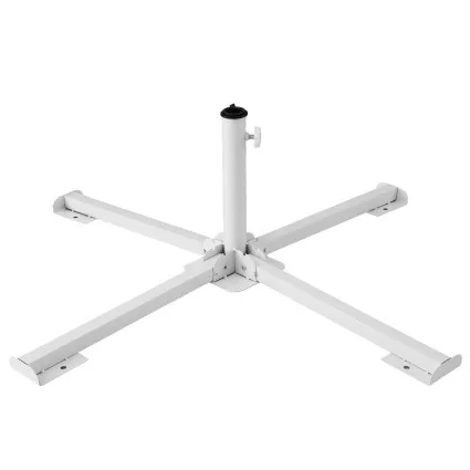 Instahut Outdoor Umbrella Base Steel Cross Holder 25-35mm White Fold-able Patio and Flag Pole Stand