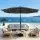 Instahut 2.9m Charcoal Outdoor Market Umbrella with LED String Lights, Tilt Feature, and Durable Steel Frame