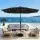 Instahut 2.9m Outdoor Market Umbrella with LED String Lights, Black Polyester Canopy, Adjustable Tilt, Steel Frame