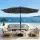 Instahut 2.9m Charcoal Outdoor Market Umbrella with LED String Lights, Tilt Adjustment & Water-Resistant Polyester