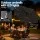 Instahut 2.9m Charcoal Outdoor Market Umbrella with LED String Lights, Tilt Adjustment & Water-Resistant Polyester