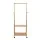 Artiss Bamboo Clothes Rack Airer Coat Stand with Wheels - 2-Tier Shelves, 4 Hooks, 165x59cm, Mould-Resistant Finish