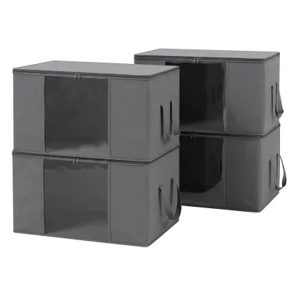 Artiss 4-Piece Blanket Storage Bags 84L with Clear Window Grey