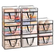 Artiss Blanket Storage Bags 8-Piece 40L Clear PVC Organisers with Handles and Two-Way Zipper