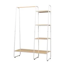 Artiss 150cm Wardrobe Clothes Rack, Airer | Sturdy Powder-Coated Metal, Anti-Slip Design, Eco-Friendly MDF Shelves