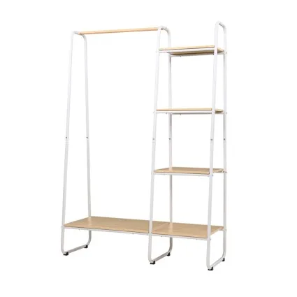 Artiss 150cm Wardrobe Clothes Rack, Airer | Sturdy Powder-Coated Metal, Anti-Slip Design, Eco-Friendly MDF Shelves