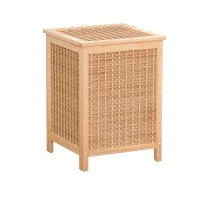 Artiss Wooden Laundry Hamper Cabinet – Pine Frame with Weaved Panels, Detachable Lid & Removable Linen Bag, 38x38x55cm