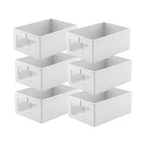 Artiss 6 Pack Linen Closet Organisers Foldable Clothing Storage Bins with Mesh Windows and Handles White