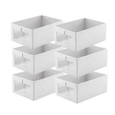 Artiss 6 Pack Linen Closet Organisers Foldable Clothing Storage Bins with Mesh Windows and Handles White