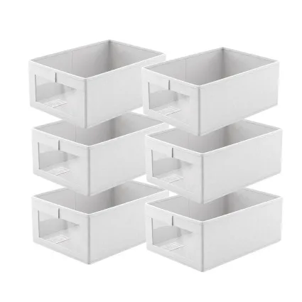 Artiss 6 Pack Linen Closet Organisers Foldable Clothing Storage Bins with Mesh Windows and Handles White