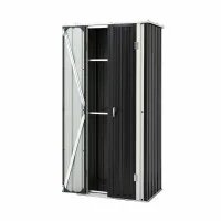 Gardeon Outdoor Storage Cabinet Vertical Garden Shed Lockable Galvanised Steel 3 Adjustable Shelves Black