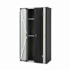 Gardeon Outdoor Storage Cabinet Vertical Garden Shed Lockable Galvanised Steel 3 Adjustable Shelves Black