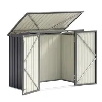 Giantz Outdoor Lockable Galvanised Steel Wheelie Bin Storage Shed for 2x240L Bins 158x101x133cm (Grey)