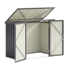 Giantz Outdoor Lockable Galvanised Steel Wheelie Bin Storage Shed for 2x240L Bins 158x101x133cm (Grey)
