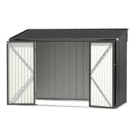 Giantz Garden Shed 3.05m x 1.5m Galvanised Steel Lockable Double Doors Light Grey Outdoor Storage