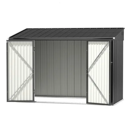 Giantz Garden Shed 3.05m x 1.5m Galvanised Steel Lockable Double Doors Light Grey Outdoor Storage