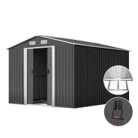 Giantz 2.6x3.9M Metal Garden Shed w/ Sliding Door & Vents, Galvanised Steel, Weatherproof Outdoor Storage Workshop