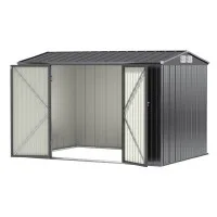 Giantz Garden Shed 3m x 2.18m Outdoor Storage with Sloped Roof, Lockable Double Doors and Four Vents Grey