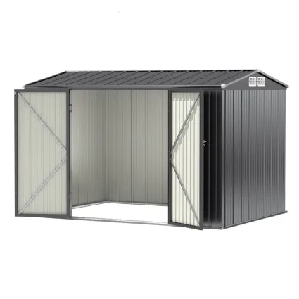 Giantz Garden Shed 3m x 2.18m Outdoor Storage with Sloped Roof, Lockable Double Doors and Four Vents Grey