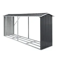 Giantz Firewood Storage Shed 334.5cm x 92cm x 153cm Galvanised Steel Outdoor Log Rack Weatherproof Storage