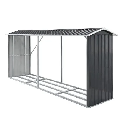 Giantz Firewood Storage Shed 334.5cm x 92cm x 153cm Galvanised Steel Outdoor Log Rack Weatherproof Storage