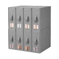 Artiss Bed Sheet Organiser Box Set 8 Piece King Size Foldable Grey Storage with Clear Windows and Handles