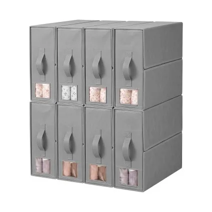 Artiss Bed Sheet Organiser Box Set 8 Piece King Size Foldable Grey Storage with Clear Windows and Handles