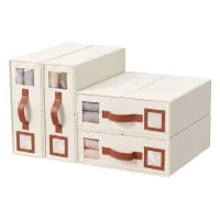Artiss Bed Sheet Organisers 4 Piece King Size Bedding Storage Boxes Foldable Beige with Viewing Windows