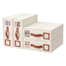 Artiss Bed Sheet Organisers 4 Piece King Size Bedding Storage Boxes Foldable Beige with Viewing Windows