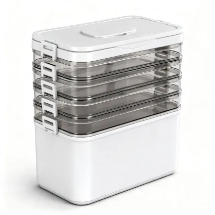 Artiss 5-Tier Clear Plastic Storage Box Detachable Layers with Handle Sealing Buckle Stackable 30x16.5x31cm