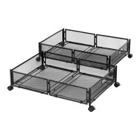 Artiss Set of 2 Under Bed Storage Containers Metal Frame Breathable Mesh Quilt Organiser Wheeled 60x40x16cm
