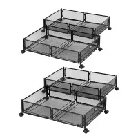 Artiss Set of 4 Under Bed Storage Containers Metal Frame Breathable Mesh Wheels Pull Handles Foldable