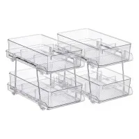 Artiss 2 Pack Clear 2 Tier Pull Out Cabinet Organisers