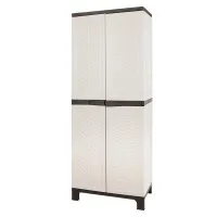 Gardeon Outdoor Storage Cabinet 173cm - Lockable, Weather-Resistant Rattan Beige Shed with Adjustable Shelves & Pegboard