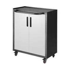 Giantz Rolling Tool Cabinet Adjustable Shelf Heavy-Duty Steel Storage Black and Grey with Lock and Wheels