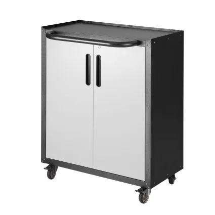 Giantz Rolling Tool Cabinet Adjustable Shelf Heavy-Duty Steel Storage Black and Grey with Lock and Wheels