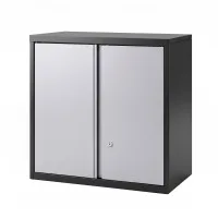 Giantz Wall-Mount Steel Tool Cabinet with Adjustable Shelf Keyed Lock 180 Degree Doors Black Grey