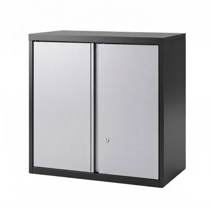Giantz Wall-Mount Steel Tool Cabinet with Adjustable Shelf Keyed Lock 180 Degree Doors Black Grey