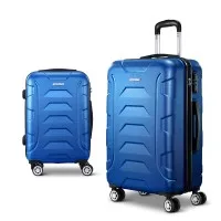 Wanderlite 2pc Luggage Trolley Travel Suitcase Set, ABS Hard Case, 20
