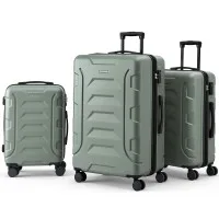 Wanderlite 3pc Luggage Set - Grey Green, Lightweight Hard Case, TSA Locks, 360° Dual Wheels, Sizes 20
