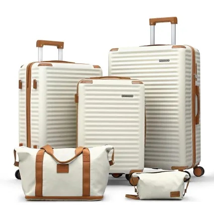 Wanderlite 5pc Luggage Set: Lightweight ABS Hard Shell, TSA Locks, 360° Dual Wheels, 20